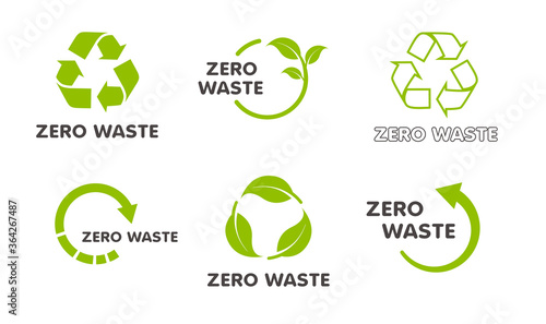 Recycling icon collection. Vector set of green circle arrows isolated on white background. Rotate arrow and spinning loading symbol. Eco logo zero waste concept.	
