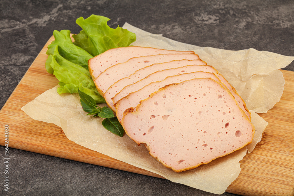 Boiled pork sausage over board Boiled pork sausage over board