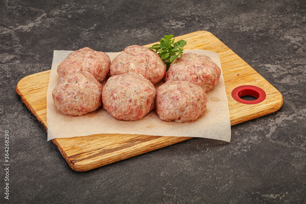 Raw turkey meatball for cooking Raw turkey meatball for cooking