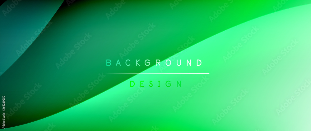 Naklejka premium Fluid gradient waves with shadow lines and glowing light effect, modern flowing motion abstract background for cover, placards, poster, banner or flyer