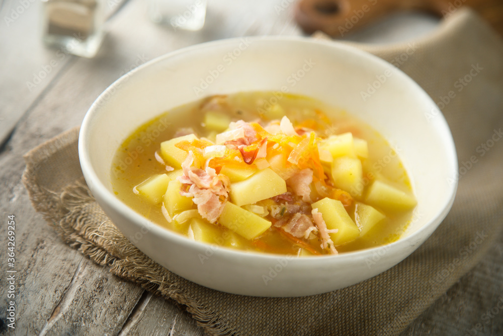 Homemade potato soup with smoked bacon Homemade potato soup with smoked bacon