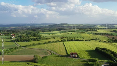 Drone flight over Lower Saxony landscape, Germany