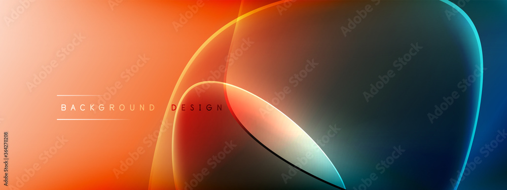 Naklejka premium Vector abstract background - liquid bubble shapes on fluid gradient with shadows and light effects. Shiny design template for text