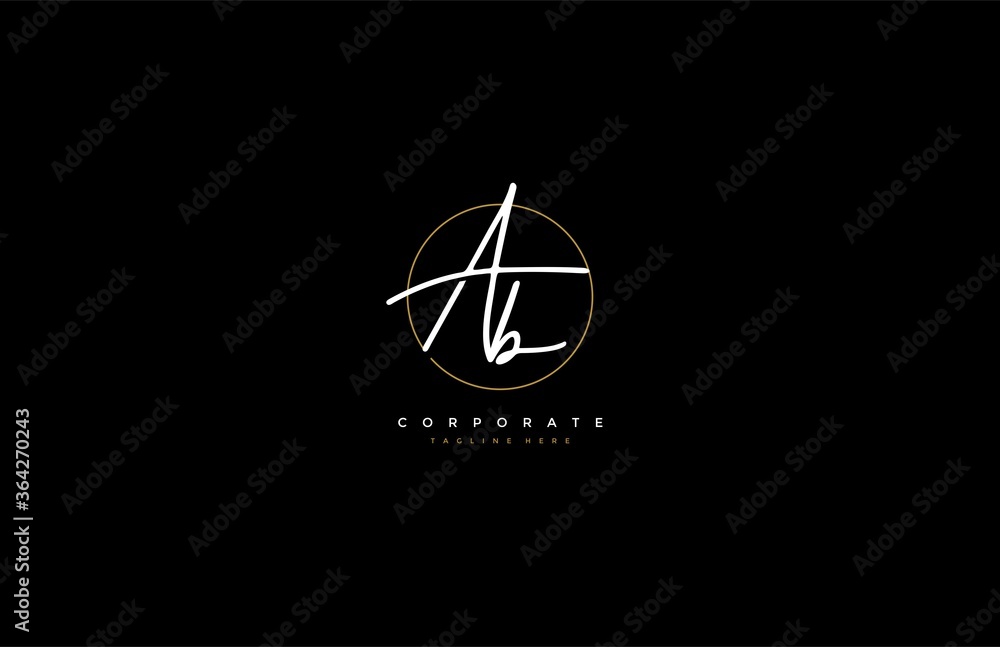 Fototapeta premium Letter AB Logo Manual Elegant Minimalist Signature Logotype