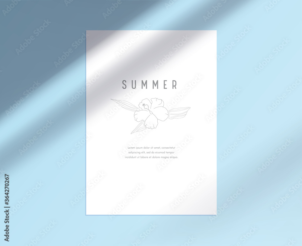 Obraz White Paper Sheet Stationary Template with Hibiscus Flower