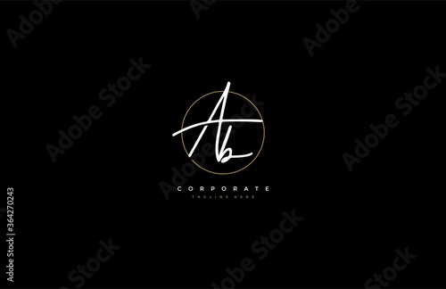 Letter AB Logo Manual Elegant Minimalist Signature Logotype photo
