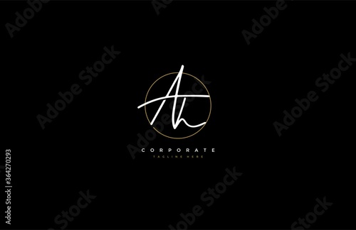 Letter AH Logo Manual Elegant Minimalist Signature Logotype photo