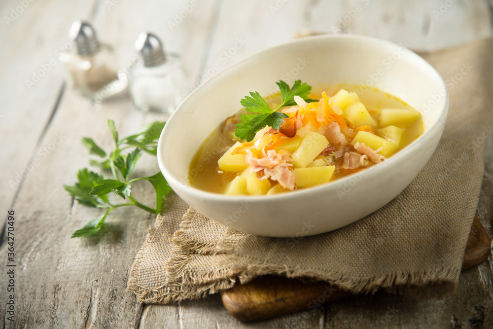 Homemade potato soup with smoked bacon Homemade potato soup with smoked bacon