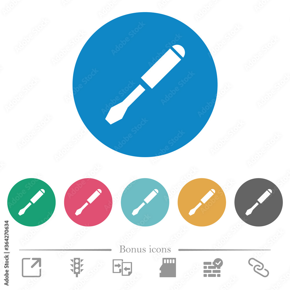 Single screwdriver flat round icons Single screwdriver flat round icons