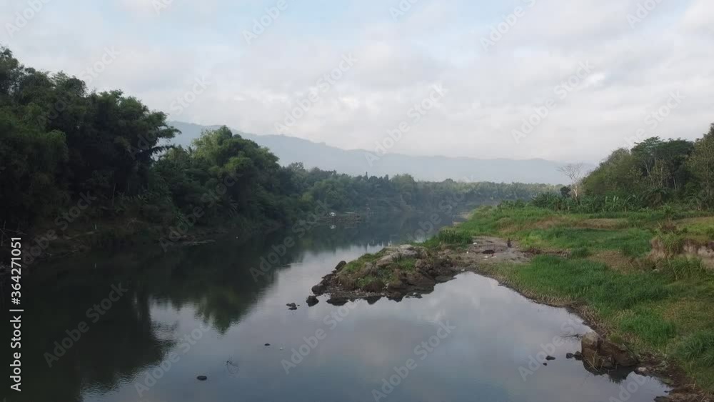 aerial view of the Opak river in Pundong Bantul aerial view of the Opak river in Pundong Bantul