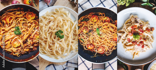 Food Banner. Italian food, mixed pasta