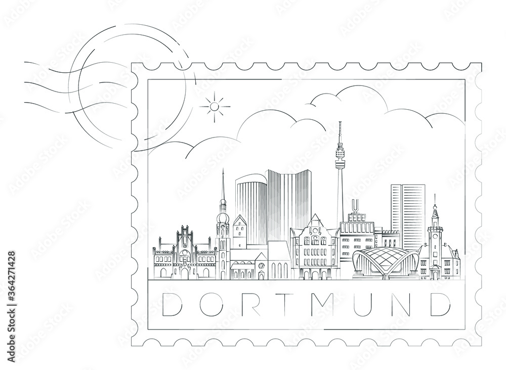 Dortmund stamp, vector illustration and typography design, Germany