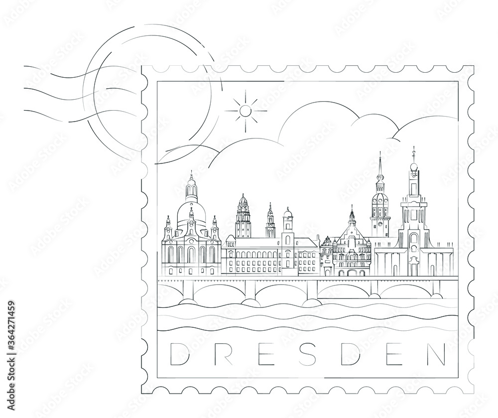 Dresden stamp, vector illustration and typography design, Germany
