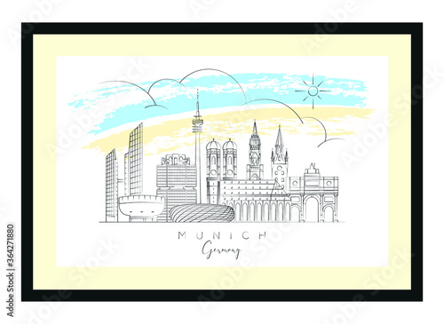 Munich poster, vector illustration and typography design, Germany