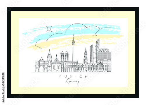 Munich poster, vector illustration and typography design, Germany
