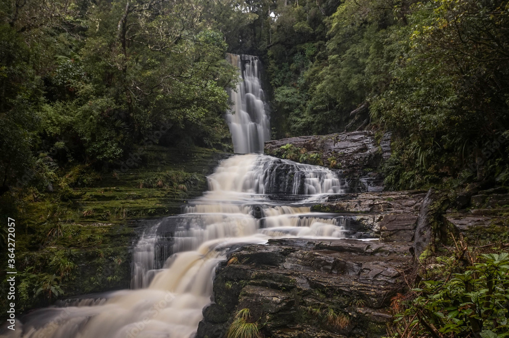 Long exposure of McLean Falls, deep in the countryside of Southern New Zealand. 