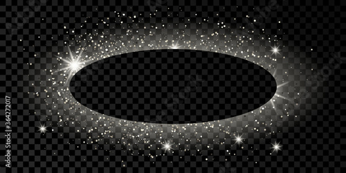 Silver oval frame with glitter