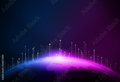 Canvastavla Digital earth, dotted line, 01 binary data combination, meaning globalization, internationalization, Internet big data technology background