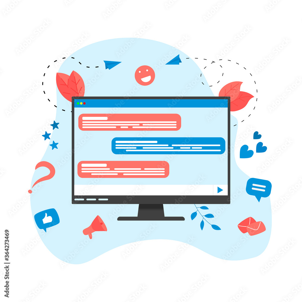 Obraz premium Vector illustration concept of communication in online chat.