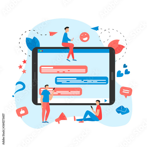 Vector illustration concept of communication in online chat.