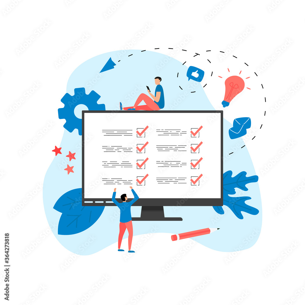 Naklejka premium Online action plan concept with businessman. Business, time management and personal organizing concept