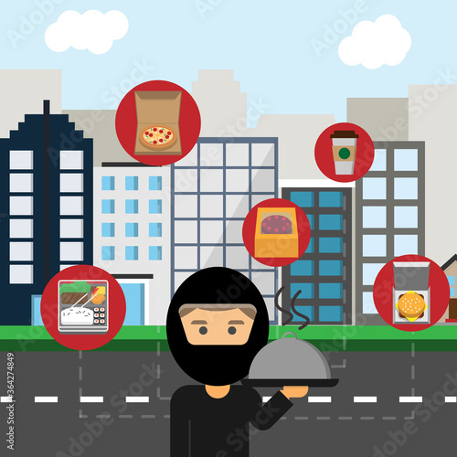 Food Delivery service for packaging food vector