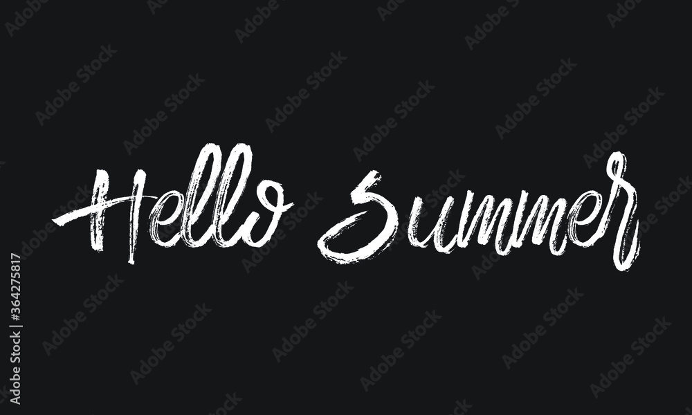 Hello Summer Chalk white text lettering typography and Calligraphy phrase isolated on the Black background Hello Summer Chalk white text lettering typography and Calligraphy phrase isolated on the Black background