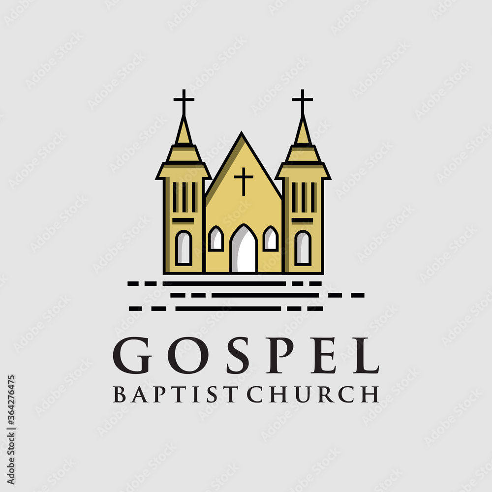 Gospel Baptist Church Logo Icon symbol mascot Design. Living Gospel Church Logo Design Vintage Hipter Retro Template. Religion Logo Design Vector Stock