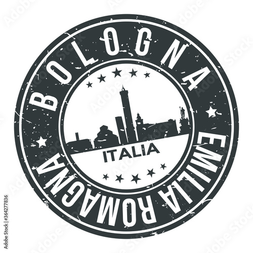 Bologna Italy Round Stamp Icon Skyline City.