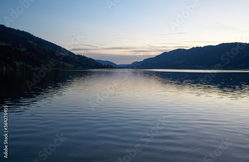 Sunset at lake Alpsee in Immenstadt, Alps of Bavaria