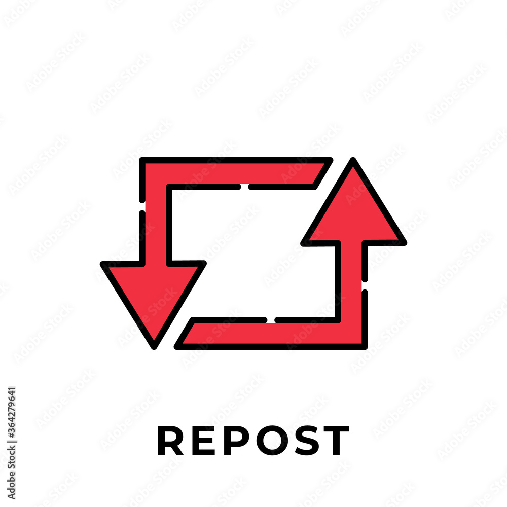Repost button icon vector for social media. Repost icon Vector illustration design template. Repost icon or button for video channel, blog, social media concept and background banner Repost button icon vector for social media. Repost icon Vector illustration design template. Repost icon or button for video channel, blog, social media concept and background banner