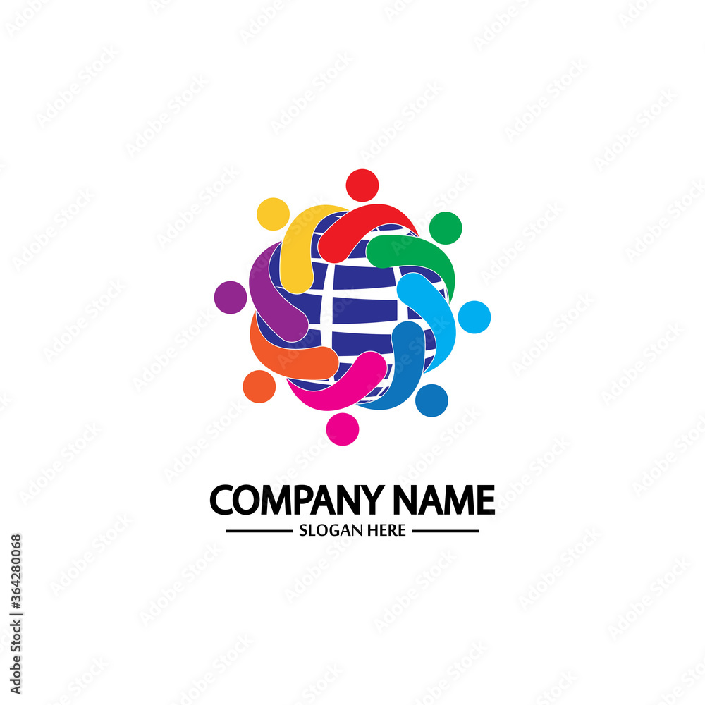world comunity logo with people and globe illustration design vector. world comunity logo with people and globe illustration design vector.