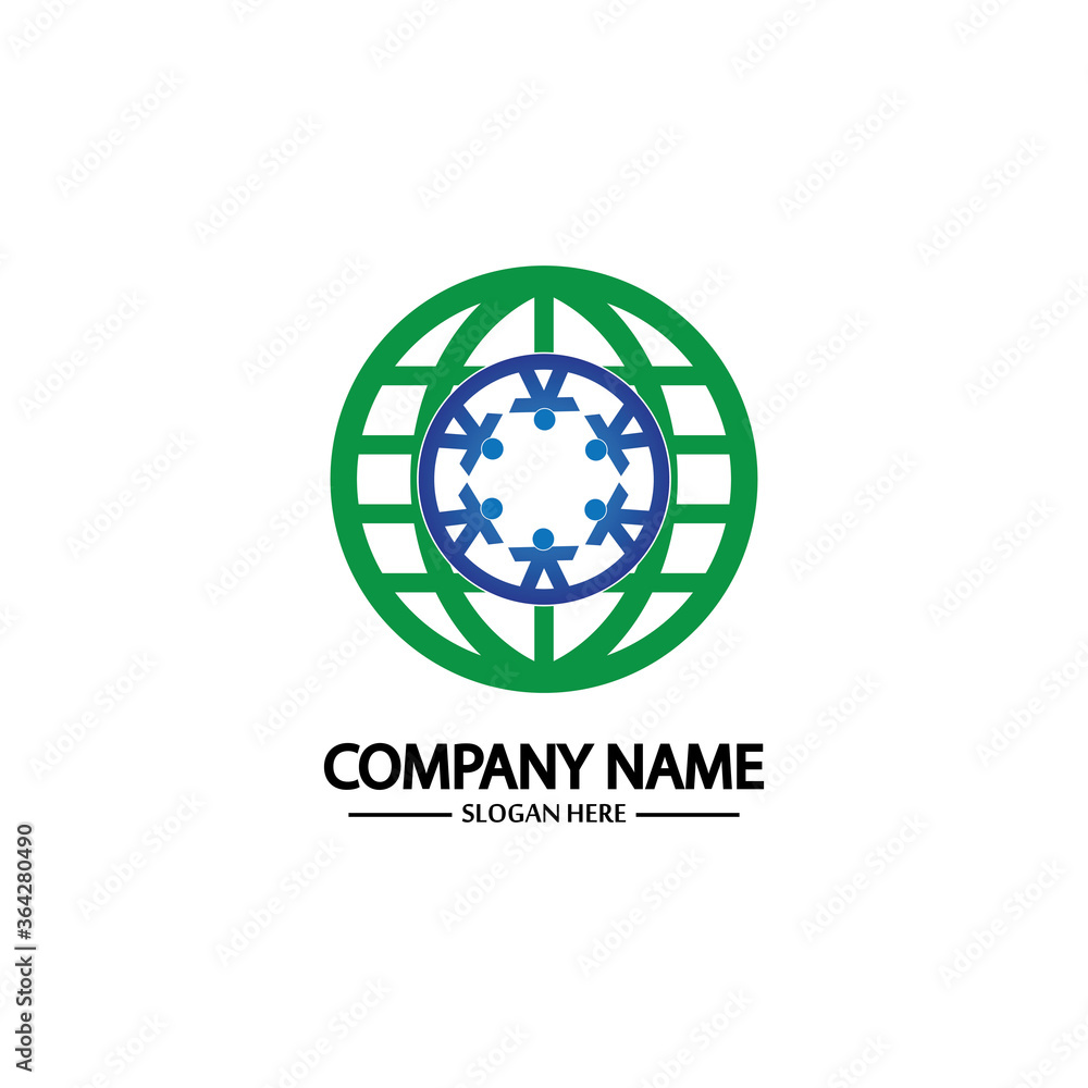 world comunity logo with people and globe illustration design vector. world comunity logo with people and globe illustration design vector.