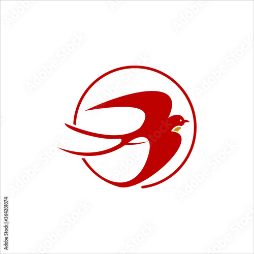 swallow logo flying red bird animal vector design element template