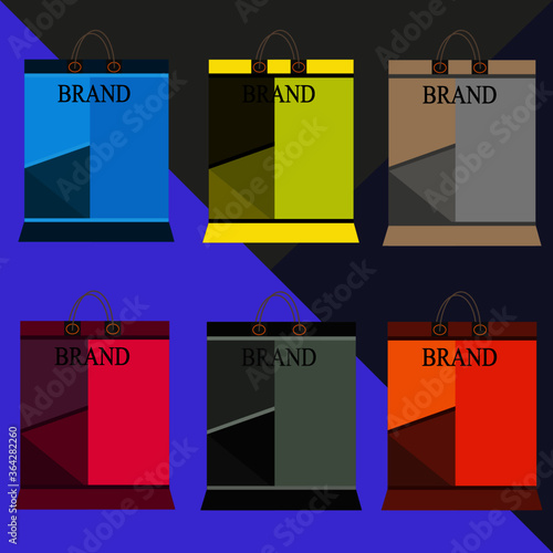 shopping bag design vector illustration 3D realistic , template corporate logo design business empty isolated white background