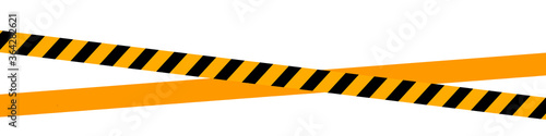 Isolated warning stripes cordon tape on white background , stop crossing , warning signs with copy text 