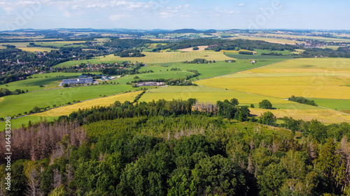 Aerial View from the Breiteberg to the Zittau mountains