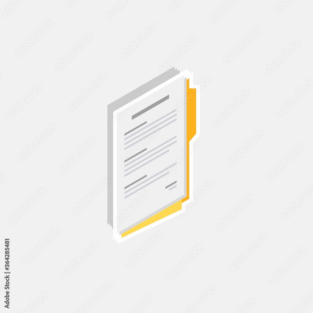 Document Isometric right view - White Stroke+Shadow icon vector isometric. Flat style vector illustration. Document Isometric right view - White Stroke+Shadow icon vector isometric. Flat style vector illustration.