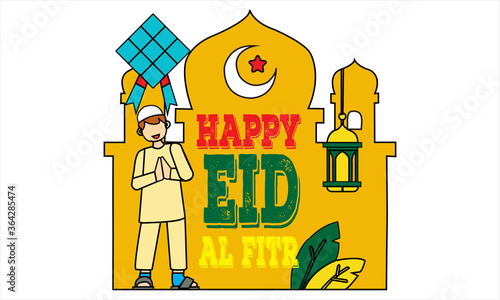 happy eid wish vector art design template.