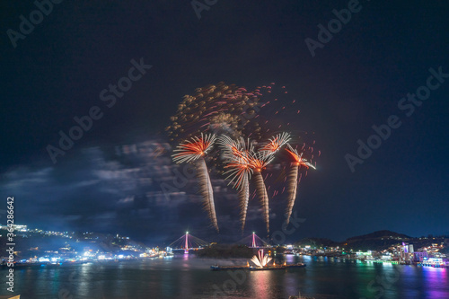 Yeosu fireworks display in Jeollanam-do, Korea photo
