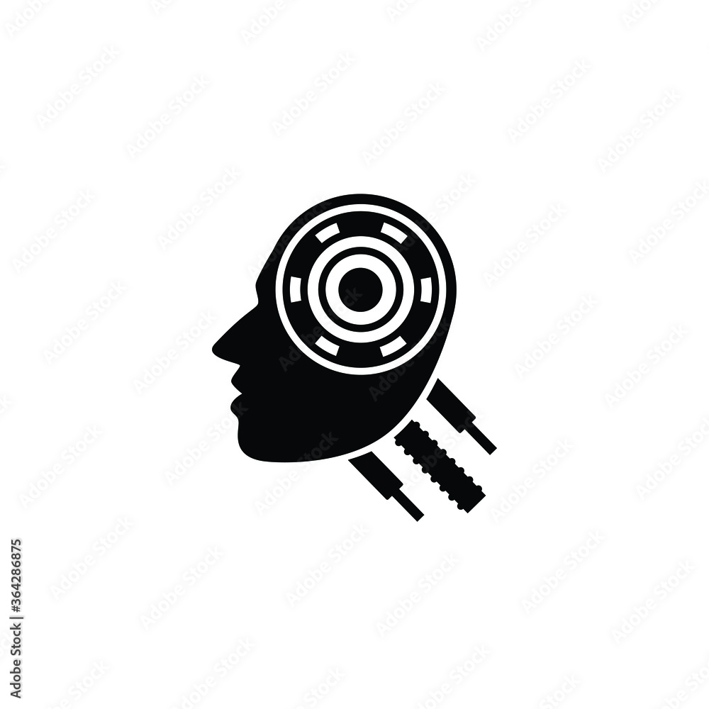Robot head icon logo on with background, artificial intelligence technology concept. Robot head icon logo on with background, artificial intelligence technology concept.