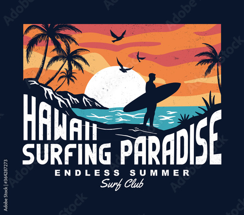 Hawaii beach vector illustration for t-shirt and other uses.