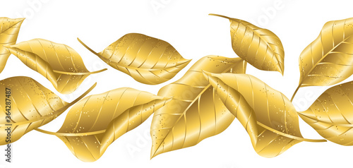 Seamless floral pattern with gold autumn foliage.