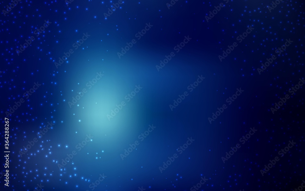 Dark BLUE vector layout with cosmic stars. Blurred decorative design in simple style with galaxy stars. Pattern for futuristic ad, booklets.