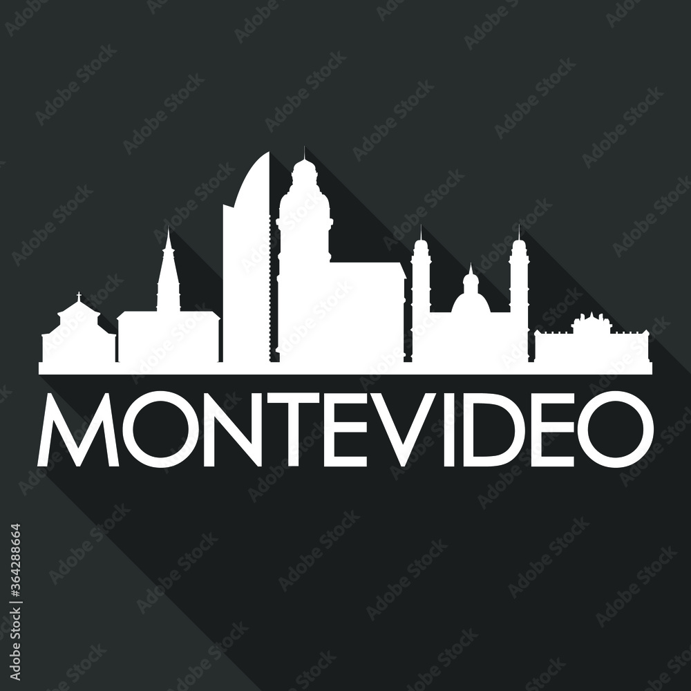 Montevideo Flat Icon Skyline Silhouette Design City Vector Art Famous Buildings.