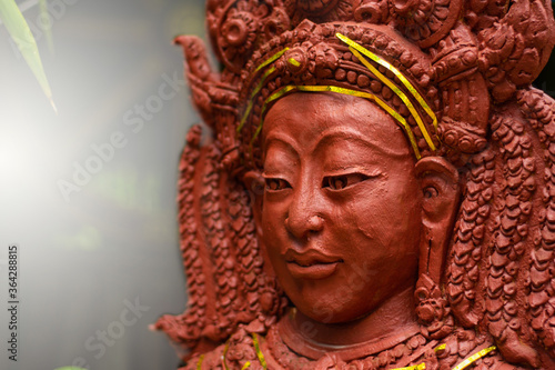 Angel stucco Apsara is based on Hindu beliefs such as ancient Khmer art. 