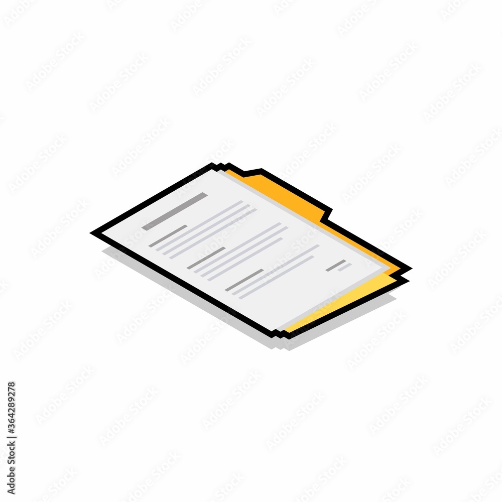 Document Isometric right view - Black Stroke+Shadow icon vector isometric. Flat style vector illustration. Document Isometric right view - Black Stroke+Shadow icon vector isometric. Flat style vector illustration.
