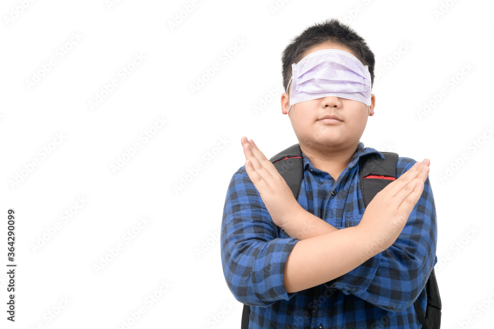 Wrong way to wear surgical mask, Schoolboy wearing a surgical mask in the wrong way isolated on Wrong way to wear surgical mask, Schoolboy wearing a surgical mask in the wrong way isolated on