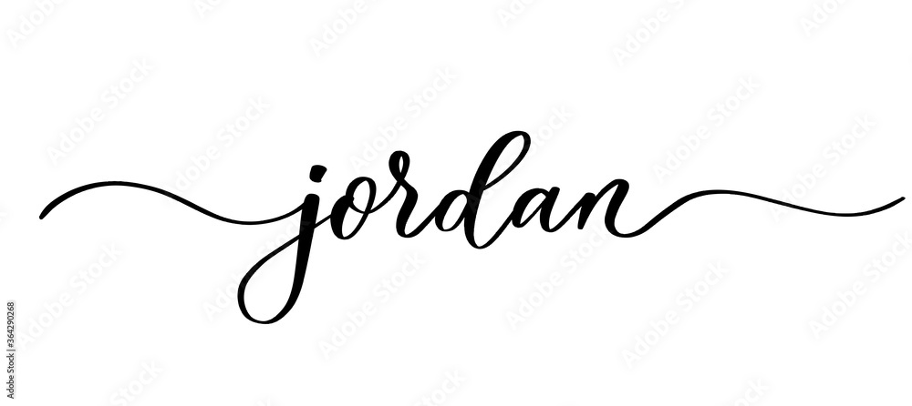 Jordan - vector calligraphic inscription with smooth lines for shop fabric and knitting, logo, textile.