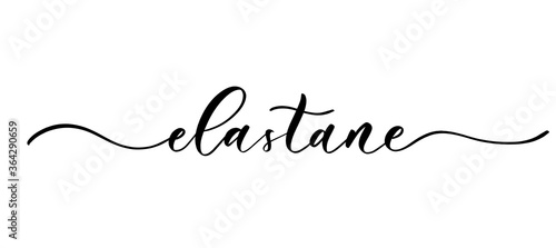 Elastane - vector calligraphic inscription with smooth lines for shop fabric and knitting, logo, textile.